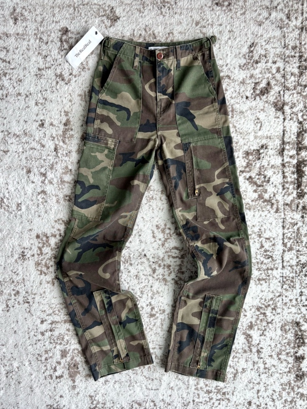 RE/DONE Olive Camo Cargo Pants - Upcycled Vintage Military Surplus Fabric